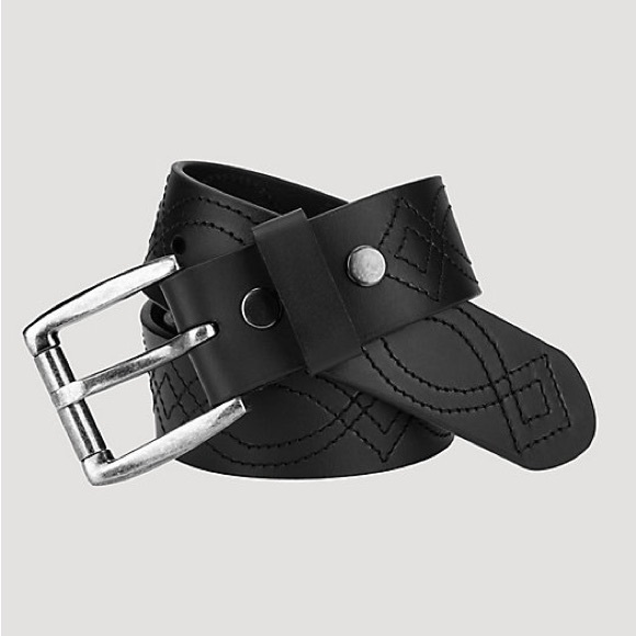 Wrangler | 34 Stitch Western Black Leather Belt Boot Stitch‎ Logo - Picture 1 of 6
